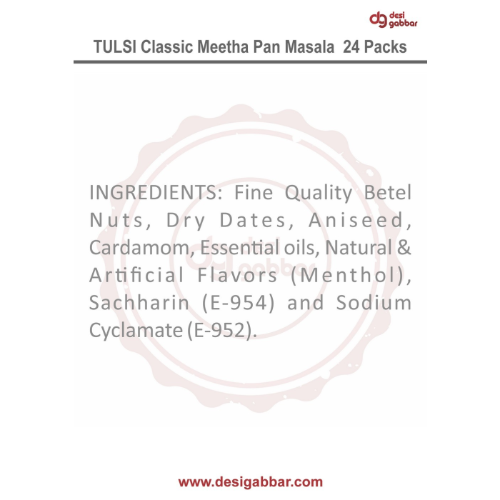 tulsi tobacco ingredients TULSI Classic Meetha Pan Masala 24 Packs