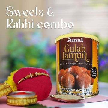 Amul Gulab Jamun with Rakhi Combo A4 | Rakhi for Brother with Sweet - 1 KG