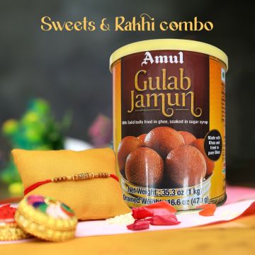 Amul Gulab Jamun with Rakhi Combo A8 | Rakhi for Brother with Sweet - 1 KG
