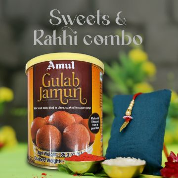 AMUL Gulab Jamun with Rakhi Combo B6 | Rakhi for Bhabhi with Sweet - 1 KG