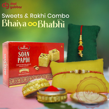 Haldiram's Soan Papdi with Rakhi Combo A1 B1 | Rakhi for Brother and Bhabhi with Sweet - 250g