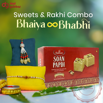 Haldiram's Soan Papdi with Rakhi Combo A3 B3 | Rakhi for Brother and Bhabhi with Sweet - 250g