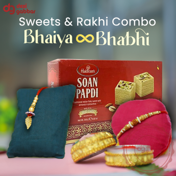 Haldiram's Soan Papdi with Rakhi Combo A4 B4 | Rakhi for Brother and Bhabhi with Sweet - 250g