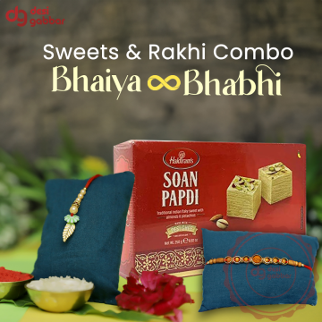 Haldiram's Soan Papdi with Rakhi Combo A5 B5 | Rakhi for Brother and Bhabhi with Sweet - 250g